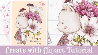 How to Create a Valentine's Day Card with Cute Cat Clipart - Tutorial