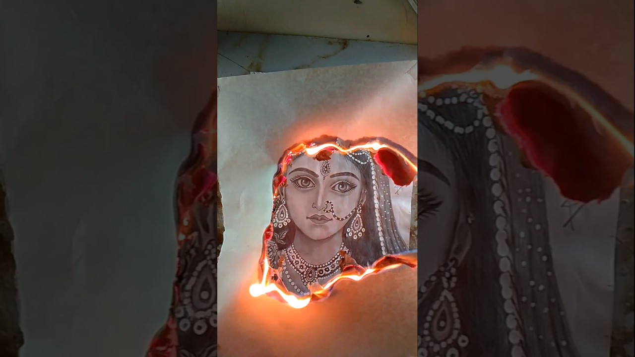 Radha rani fire face drawing 😱