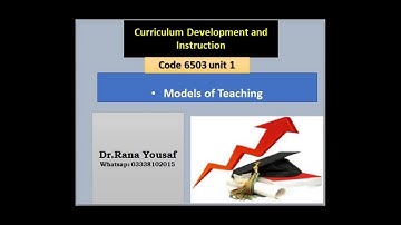 Models of Teaching, Curriculum Development and Instruction, Code 6503, unit1 by Dr Rana Yousaf