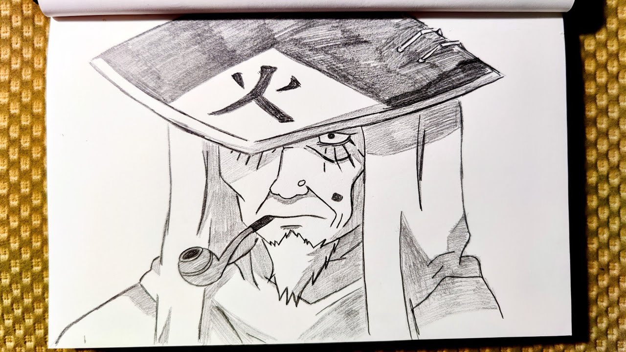 Desenhando o 3º Hokage - Hiruzen Sarutobi, NARUTO