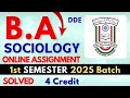 MANUU B.A Sociology 1st SEMESTER 2025 Batch Online Assignment  |MANUU B.A Sociology Solved Paper