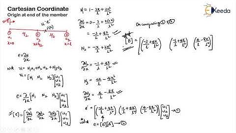 Strain Displacement Matrix for axial bar member 1D bar Element 3 noded