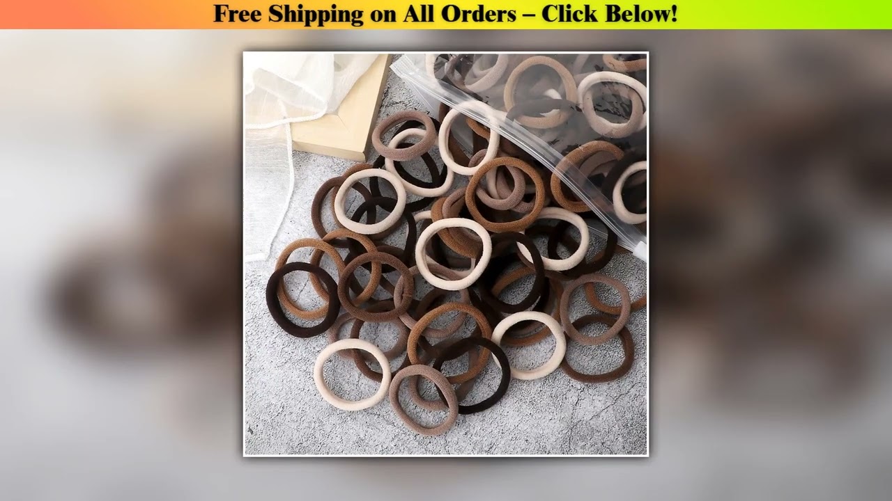 50Pcs Women Girl Mixed Colors Hair Bands 4cm Basic Hair Ties Elastic Headband Simple Hair Scrunchie