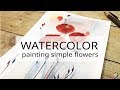 watercolor painting: simple flowers with a touch of gold