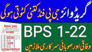 GPF subscription rates 2026 || BPS 1-22 govt employees || General provident fund || pay scale 2026