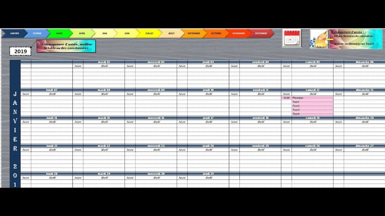 Noter ses RDV sur un calendrier dynamique fin - YouTube