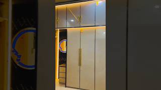 Modern Wardrobe Design 2026 🤍 Glossy Almari   LED Dressing   Golden Handles | Bedroom Storage Ideas