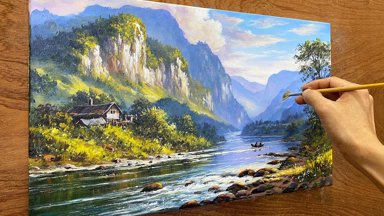 How to draw landscape painting 