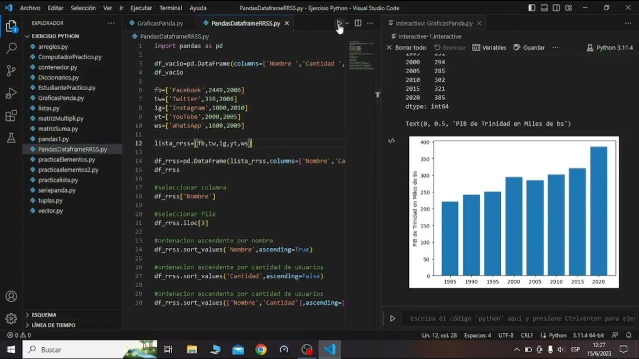 Ejecutar en ventana interactiva en visual studio code Python - YouTube