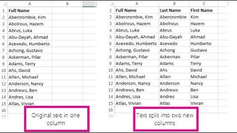 Split text into different columns with the Convert Text to Columns Wizard