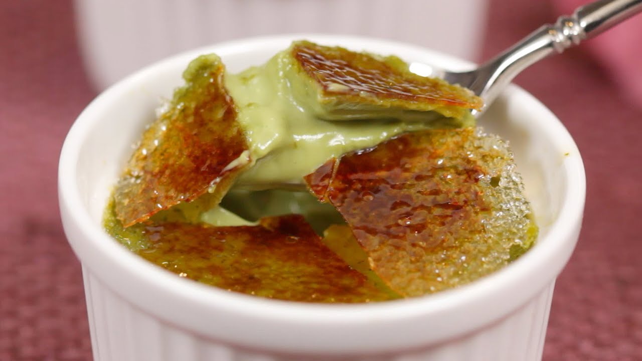 Matcha Creme Brulee Recipe (Green Tea Crème Brûlée) | Cooking with Dog
