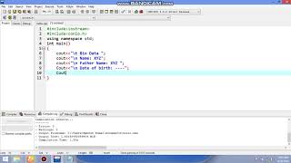 write a program that take your bio data and print C++ for begineers