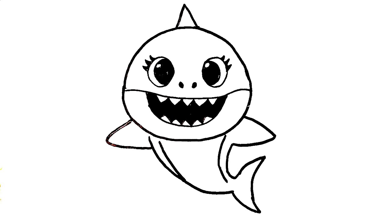 How to Draw Mommy Shark - Easy Step by Step Drawing Tutorial For Kids | Mommy Shark drawing Easy ...