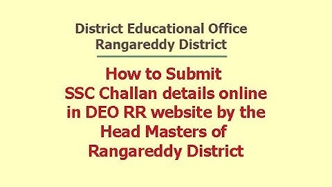 How to Enter SSC Challan Details in DEO RR Official website