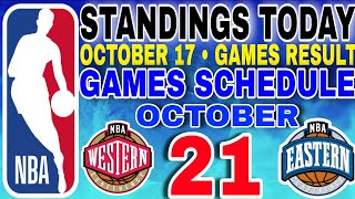 NBA STANDINGS TODAY OCTOBER 17, 2026 | latest results | games schedule tomorrow October 21, 2026