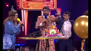 Belgian TV host uses flamethrower the wrong way