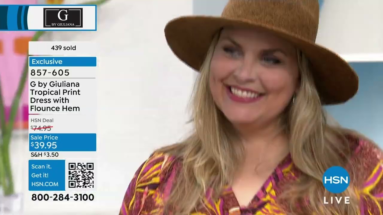 G by Giuliana Tropical Print Dress with Flounce Hem