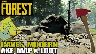 The Caves Modern Axe Map Compass Loot The Forest Let S Play Gameplay S15e03 Youtube