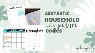 Aesthetic Household Picture Codes (planners, chores, calendars) - BLOXBURG