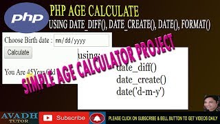 php age calculator | php date_diff() | date function using php | php tutorial | avadh tutor screenshot 5
