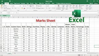How to Create Marks Sheet in Excel / Calculate Sum, Percentage and Grade.