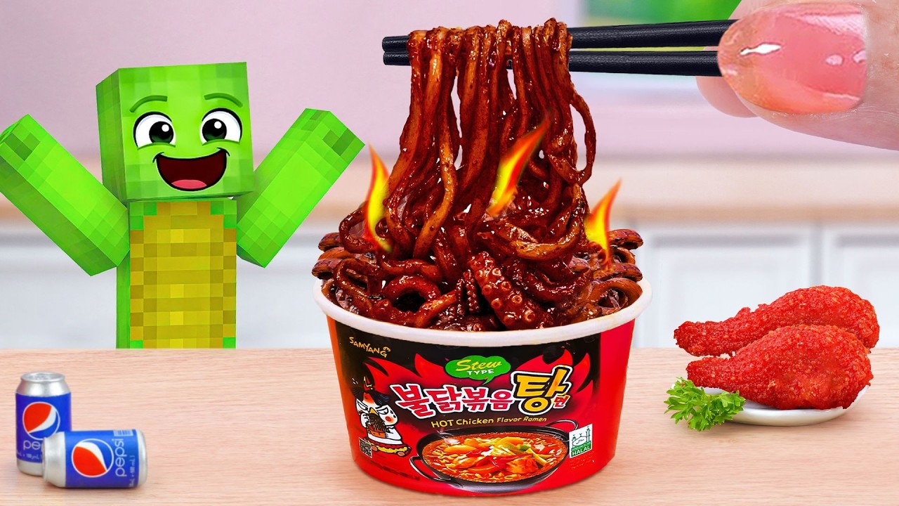 Oh My JJ 😋 How To Make Tiny Black Bean Noodles For JJ and Mikey 🍜 Tina Mini Cooking