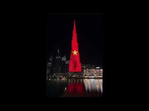 2/9/1945 – 2/9/2020 The Vietnamese flag in Burj Khalifa, Dubai.