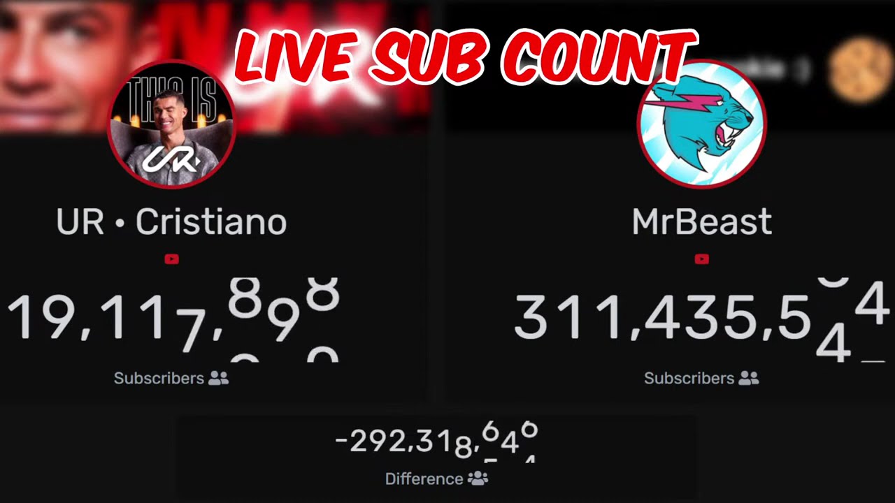 🔴LIVE UR · Cristiano Ronaldo vs MrBeast Sub Count Battle (Cristiano Ronaldo New Channel) YouTube