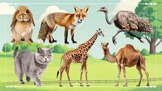 Amazing Familiar Animals Playing Sound: Rabbit, Fox, Ostrich, Cat, Giraffe & Camel  Animal Paradise