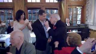 Frmr Gov David Patterson wishes happy birthday to Joe Binder at Rigoletto's