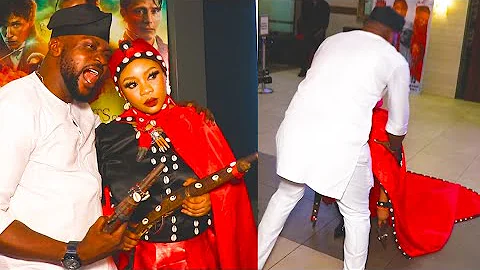 Down to Earth! Wumi Toriola Goes Down On Her Knees With Her Two Guns, Snaps With Odunlade Adekola