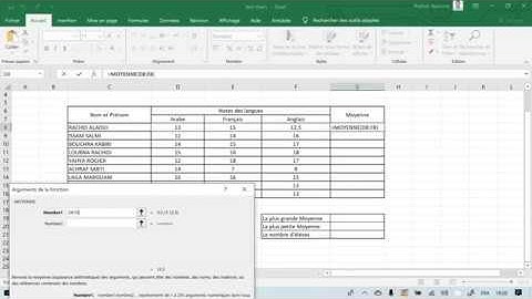 Fonction max min moyenne somme nb sur excel
