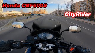 Racing around the city in a Honda cbf600s