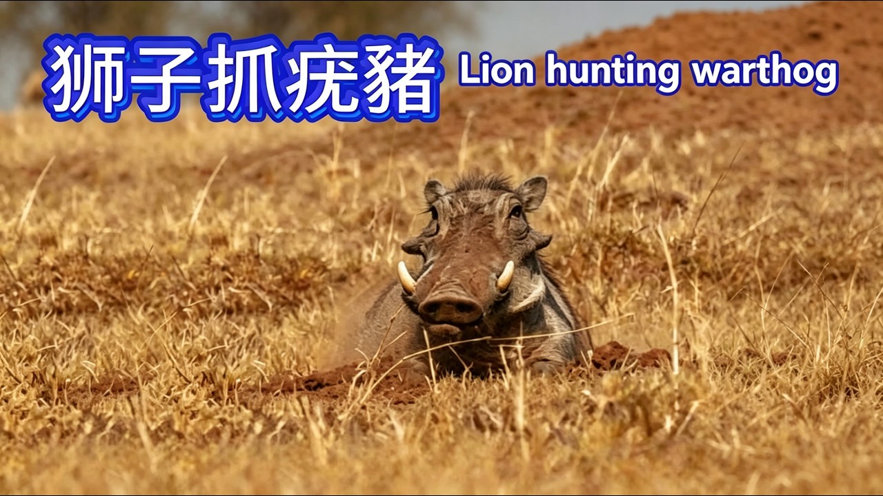 疣豬剛出洞穴，洞口便遭獅群圍堵Warthog just exited cave, blocked by