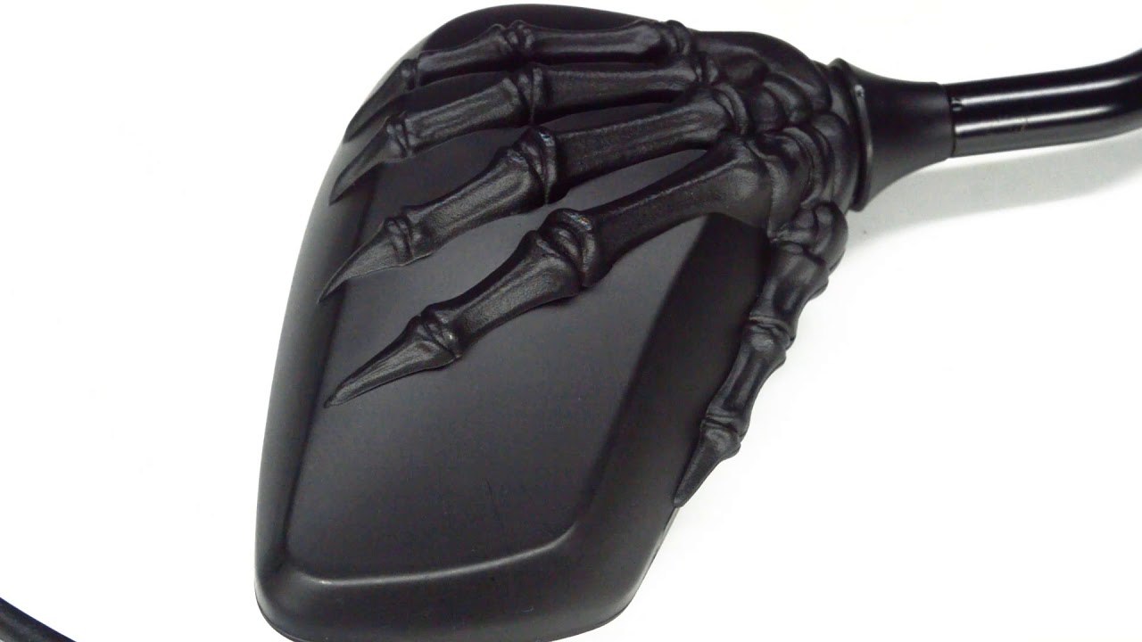 EVOMOSA™ Motorcycle Mirror Chrome Moto Bike Skull Rear View Side Mirror Universal 8mm & 10mm Adapter