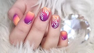 Biab on natural nails with ombre and ornaments nail art. 😍 nail designs for short nails