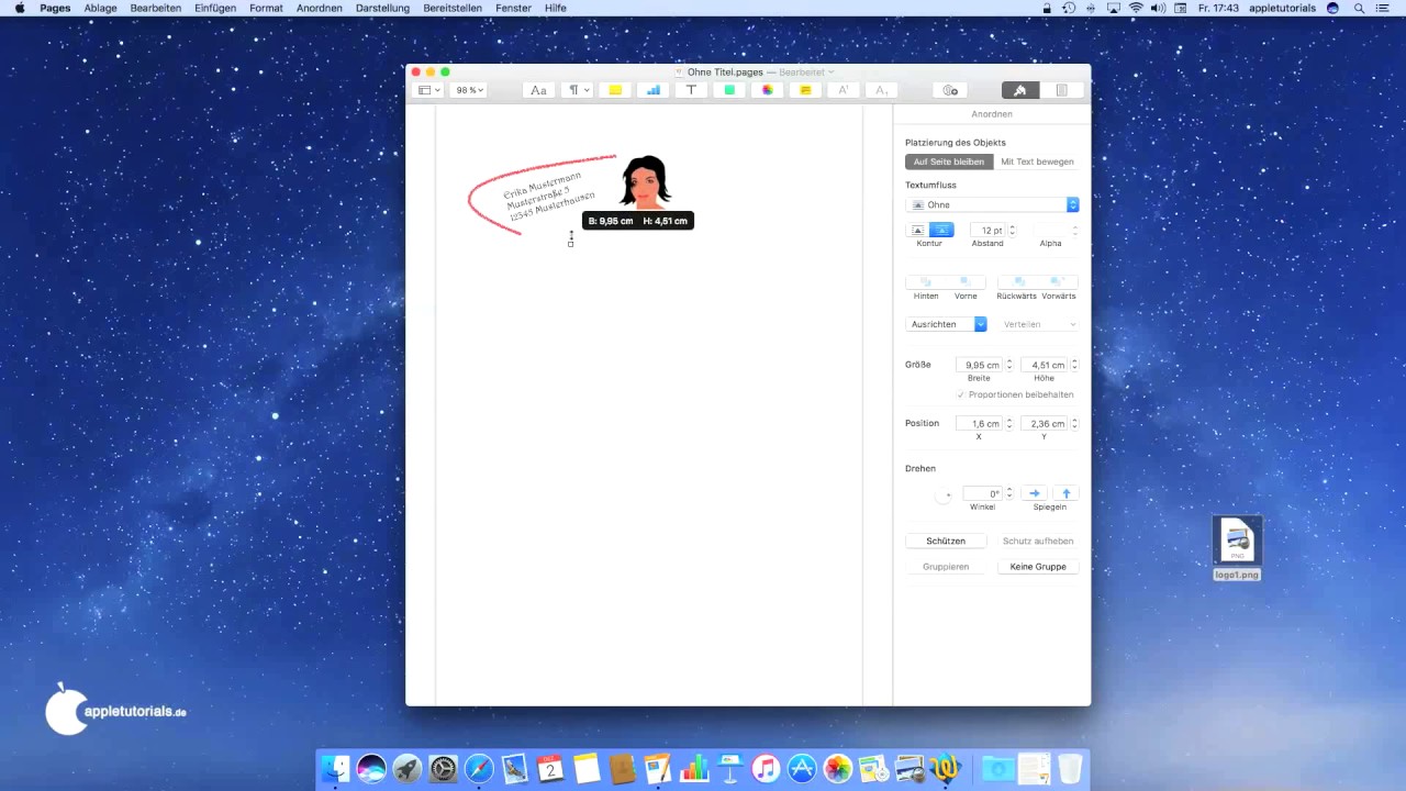 Iwork Fur Mac Os Mit Pages Fur Mac Einen Briefkopf Logo Erstellen Youtube