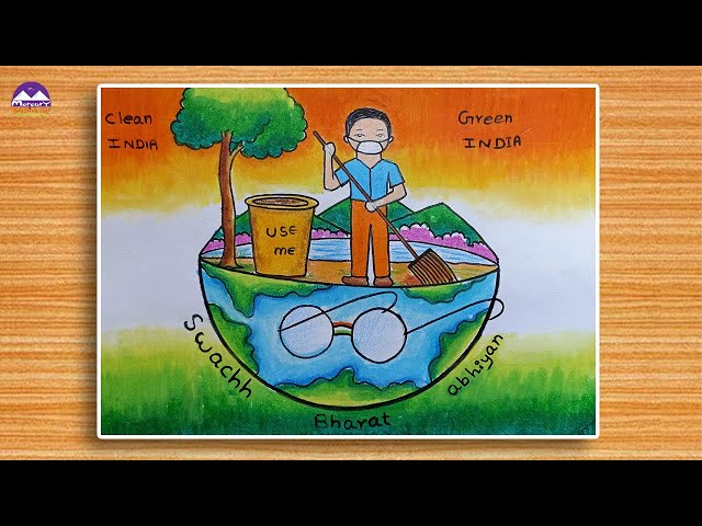 Swachh bharat drawing||Mahatma gandhi swachh bharat abhiyan drawing||narendra  modi - YouTube