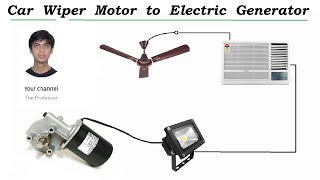 DC Motor Project  Reuse 12v 5A Car Wiper Motor as generator ( HINDI )