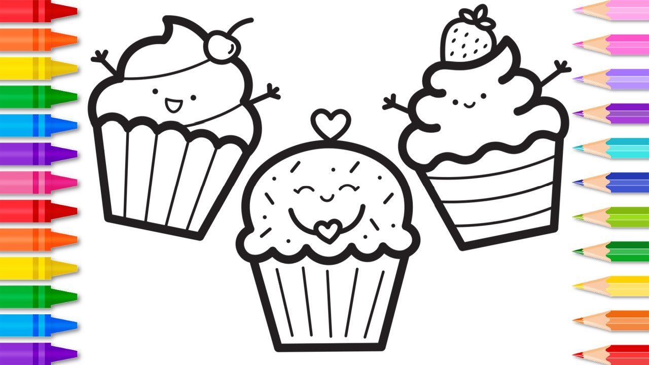 Easy How to Draw a Cupcake Tutorial Video and Coloring Page