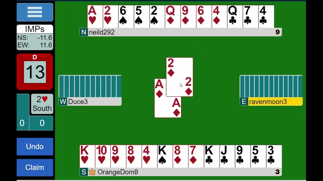 Dom playing & explaining online bridge game ~ 2 HEARTS