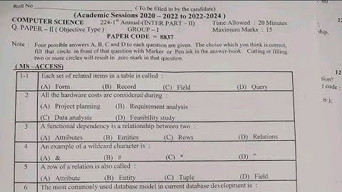 12th class computer  board group 1 paper 2024 | 2nd year computer first time paper