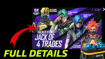 JACK OF 4 TRADES HACKER STORE EVENT FREE FIRE | FREE FIRE NEW EVENT | NEW HACKER STORE | 7 SEPTEMBER