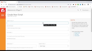 How to create a new (film) script in vpage. - Tutorial 1 - Basic Details
