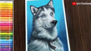 Dog : How to draw Fur with Oil Pastel - for Beginners - Step by Step