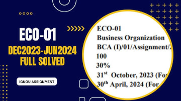 BCA 1ST SEMESTER ECO-01 FULL SOLVED ASSIGNMENT DEC-2023 JUN-2024 SESSION