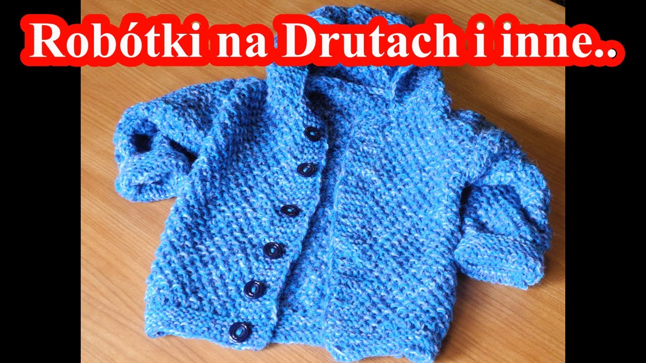 Robótki dla dziecka na drutach.Sweterek niebieski 2 część/ przody