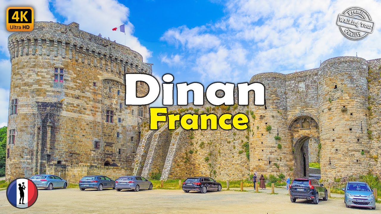 Dinan Walking Tour, France, Brittany | Medieval Castle, City Walls and Port | 4K/60fps