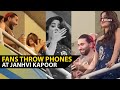 Janhvi Kapoor gets SHOCKED as fans throw mobile phones at her &amp; Orry during IPL match | जान्हवी कपूर