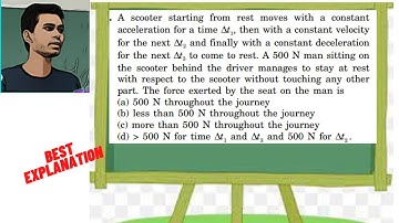 A scooter starting from rest moves with a constant acceleration for a time ∆t1, then with a constant
